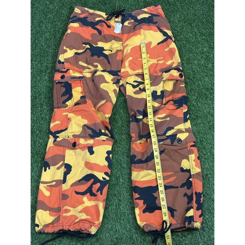 Vtg Rothco Military‎ Cargo Pants Mens XS Faded Double Knee Orange Camouflage